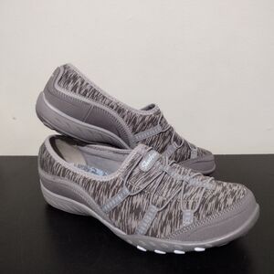 Skechers 8.5 Breathe Easy Golden Space Dyed Gray Slip-Ons Sneakers Relax…